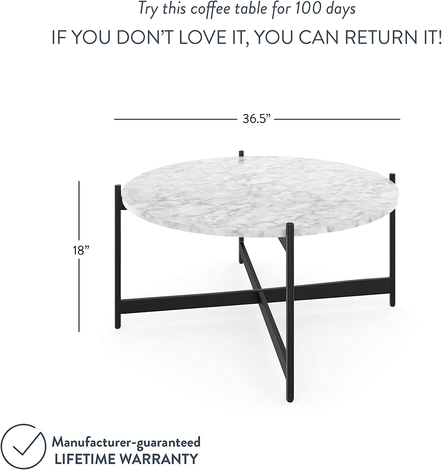 Faux White Acrylic Marble Coffee Table