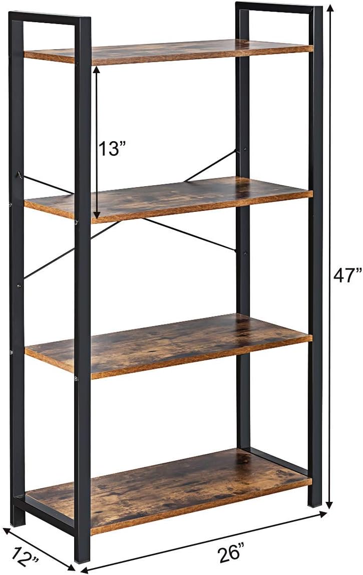 Book rack shown with height, width, and depth measurements on white background