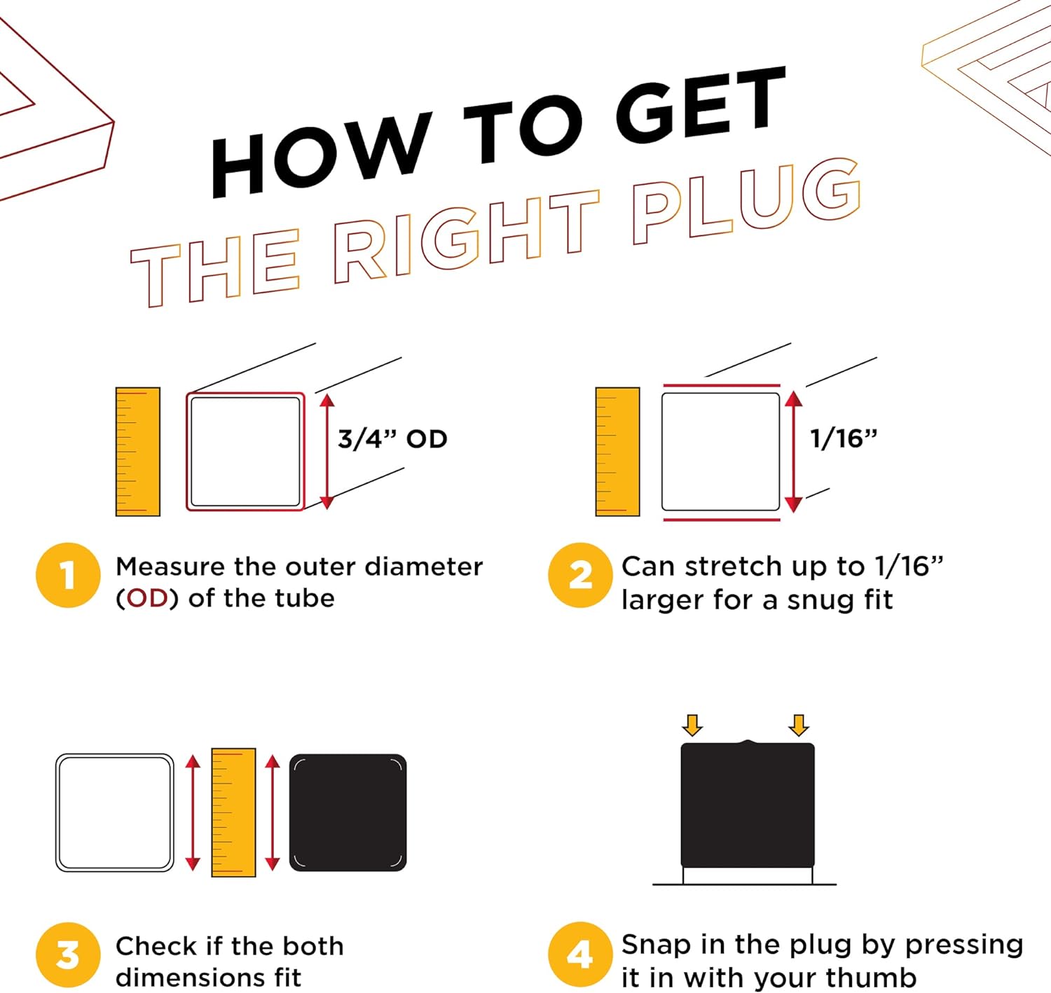 MetalX 3/4 inch square vinyl rubber cap for metal posts