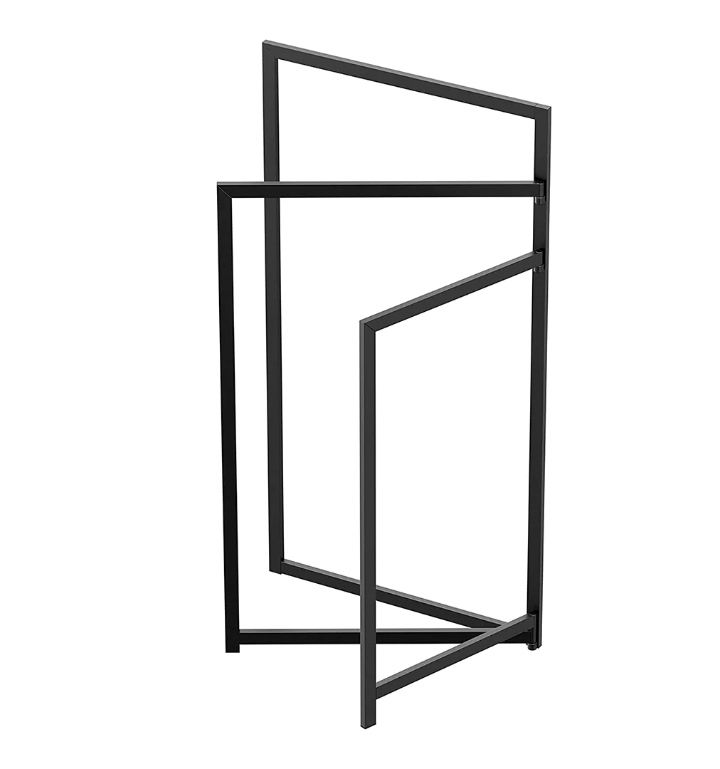 MetalX 3-way towel rack in black finish on a white background