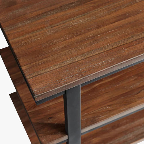 Top angle of Allen tiered side table showing dual-shelf surface design – MetalX