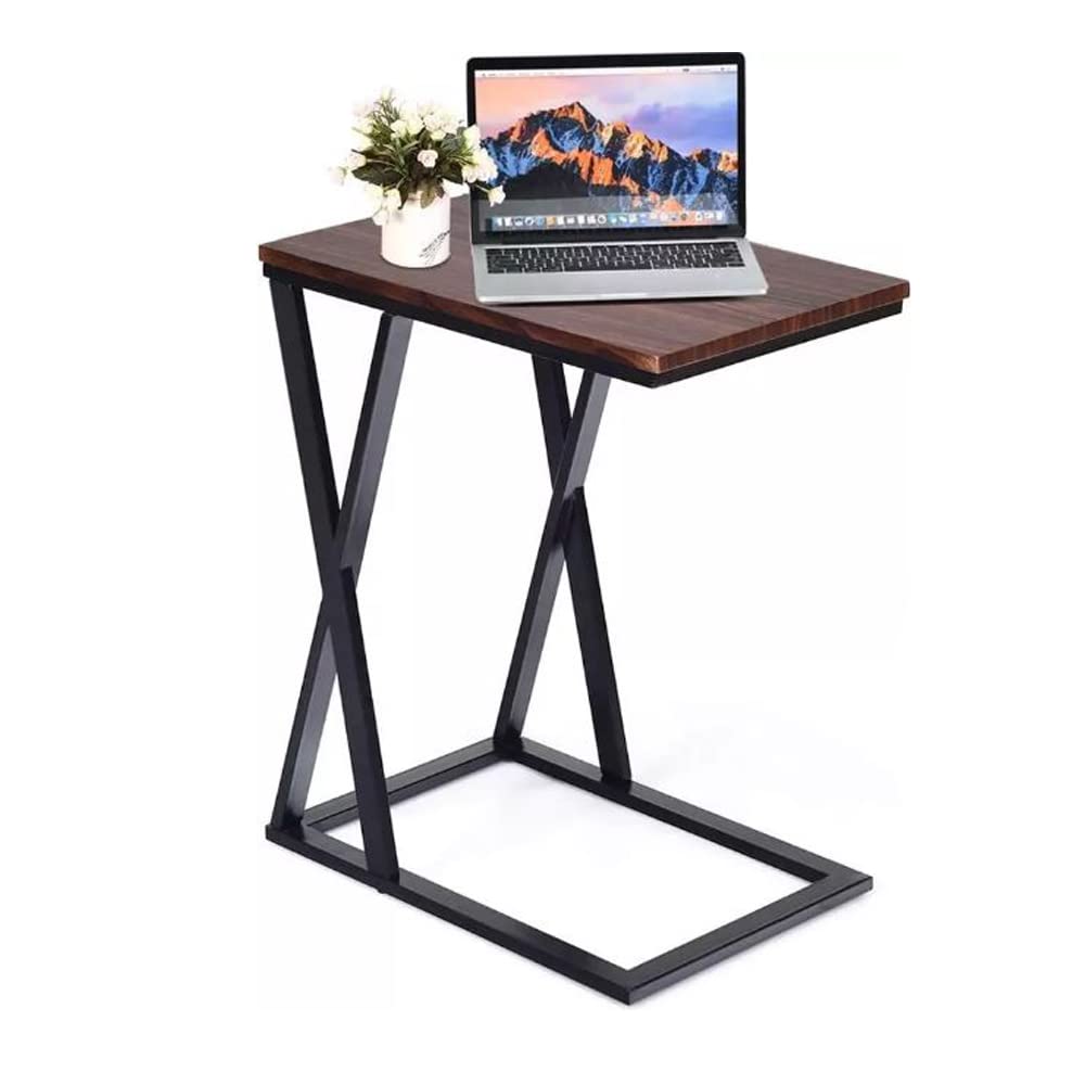 Side view of MetalX C-Shape X-Design iron laptop table with oven-baked gloss black finish, ideal for bed or sofa use