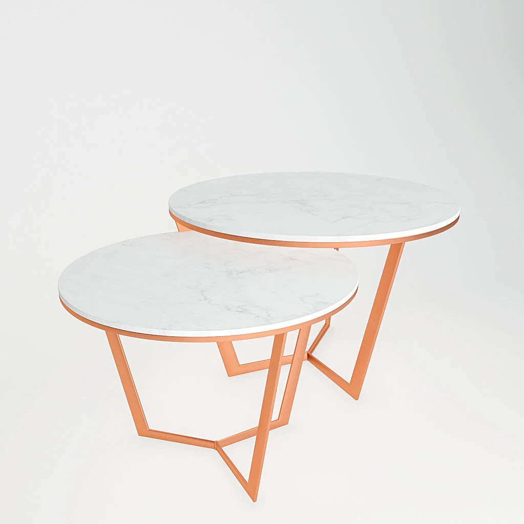 MetalX copper coffee table on white background product display