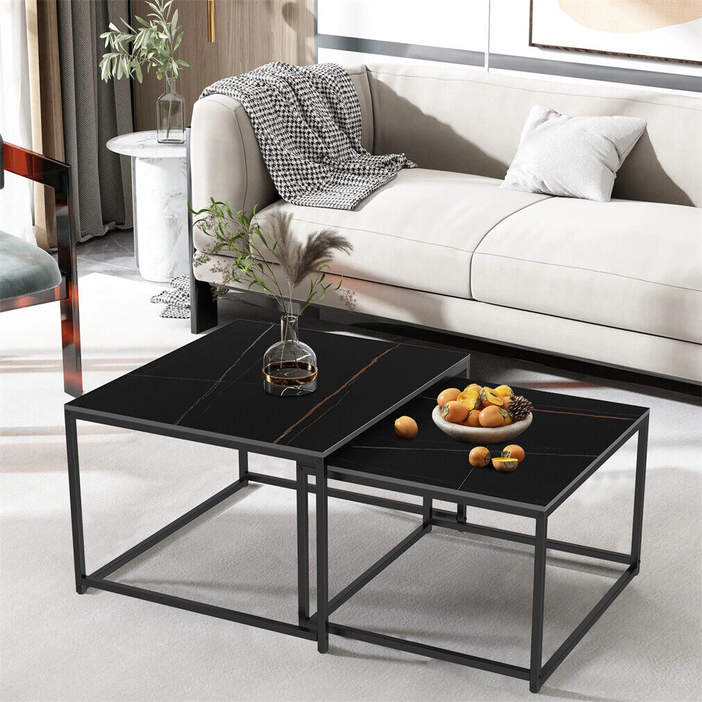 MetalX deep black coffee table in modern room display