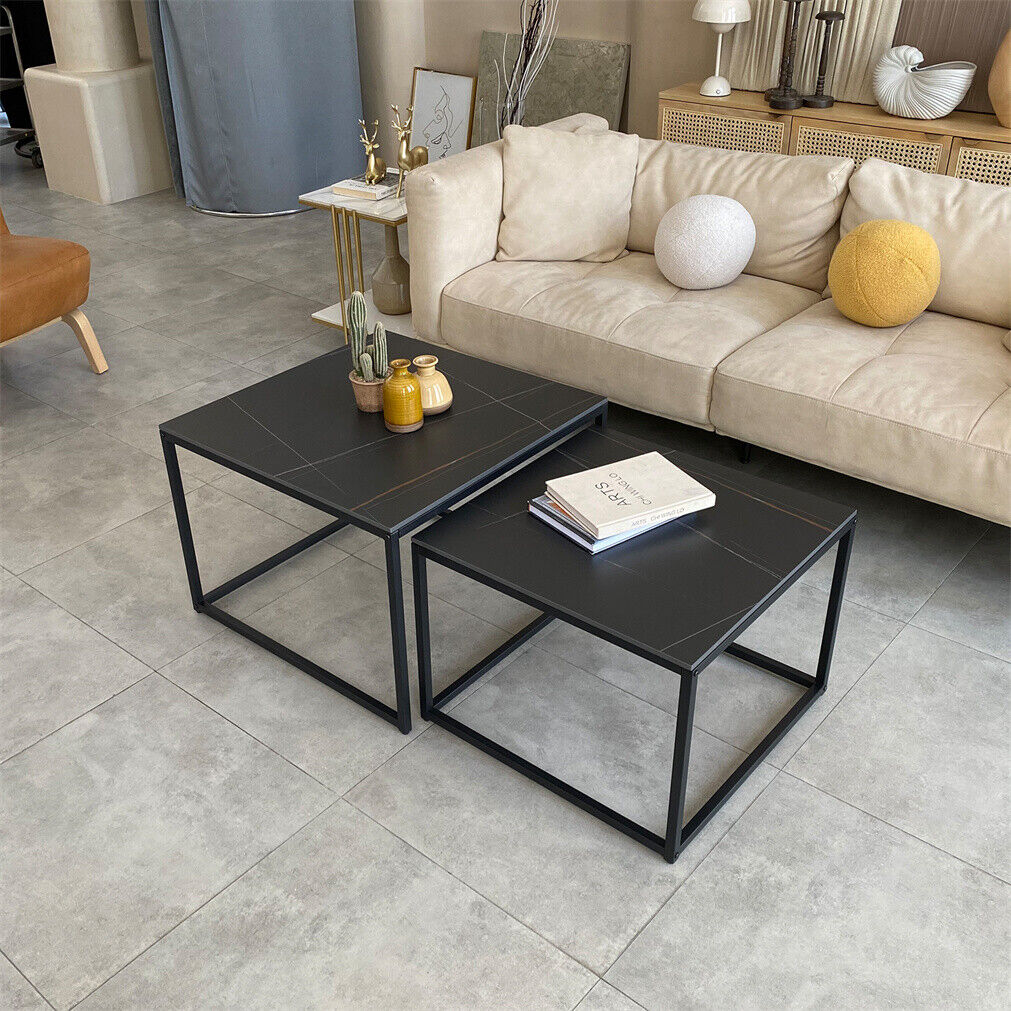 Top view of MetalX black coffee table with sleek surface finish