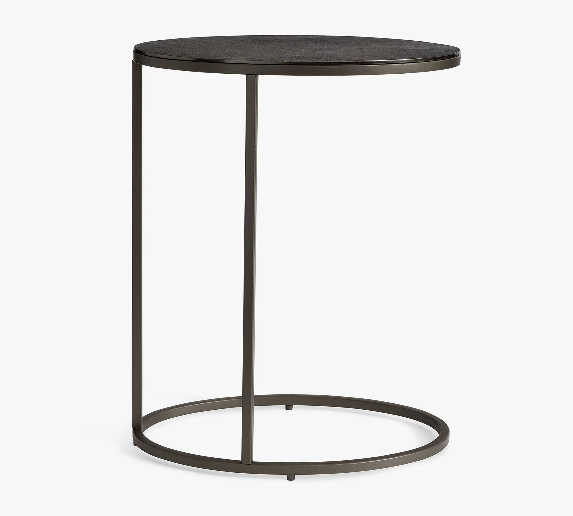 Minimalist Dukes side table with black metal base and wooden top on white background – MetalX