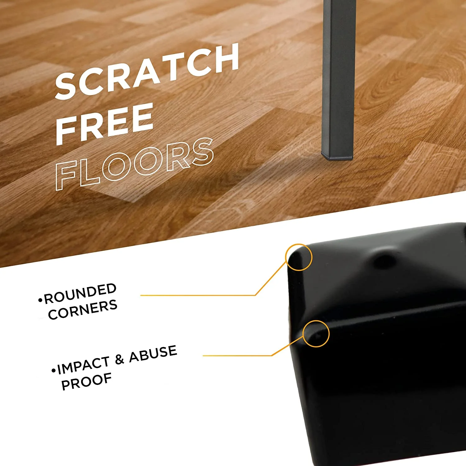 Heavy duty 1.5 inch square vinyl rubber end cap for furniture legs