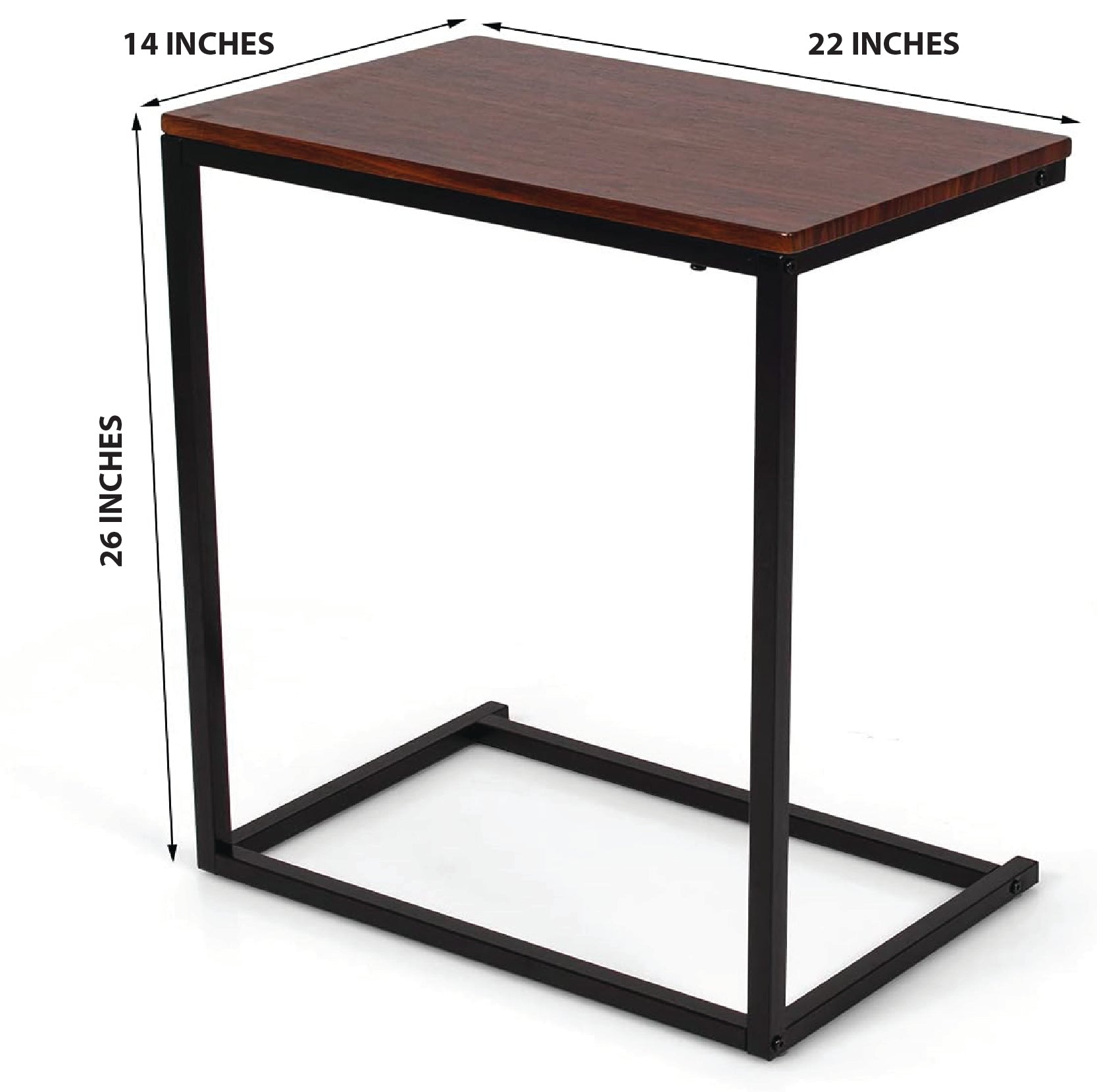 Laptop stand with clearly labeled dimensions for height, width, and depth – MetalX