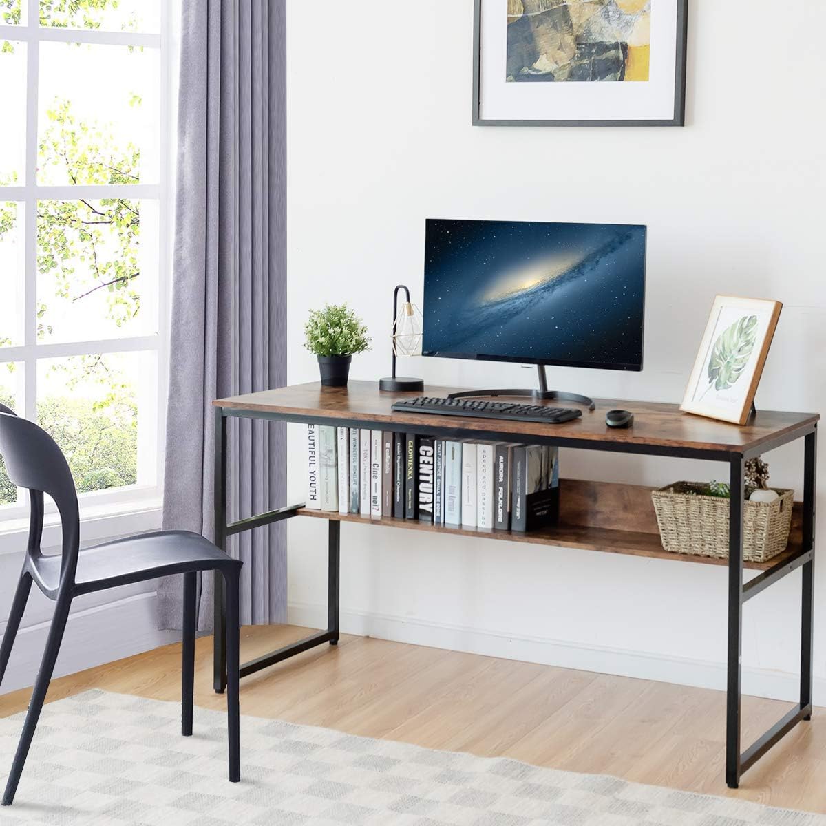Spacious large desk setup with multiple monitors and accessories in daily use – MetalX