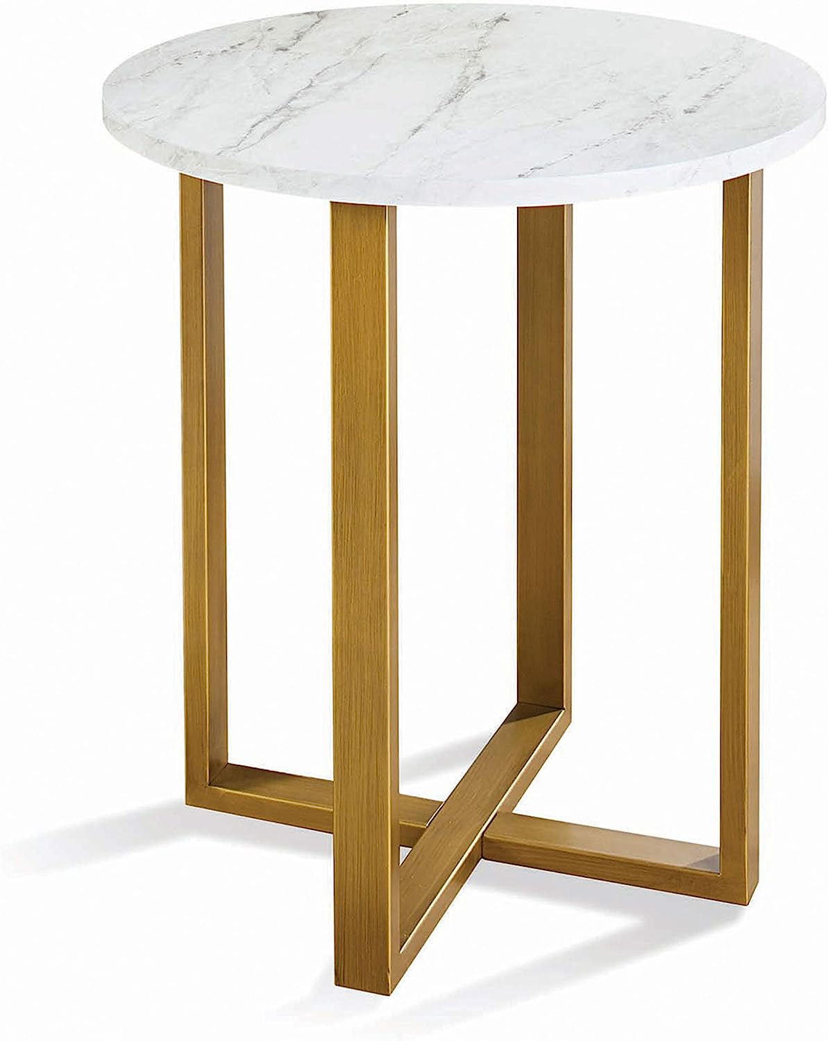 Modern marble side table with gold frame shown cleanly on white background – MetalX