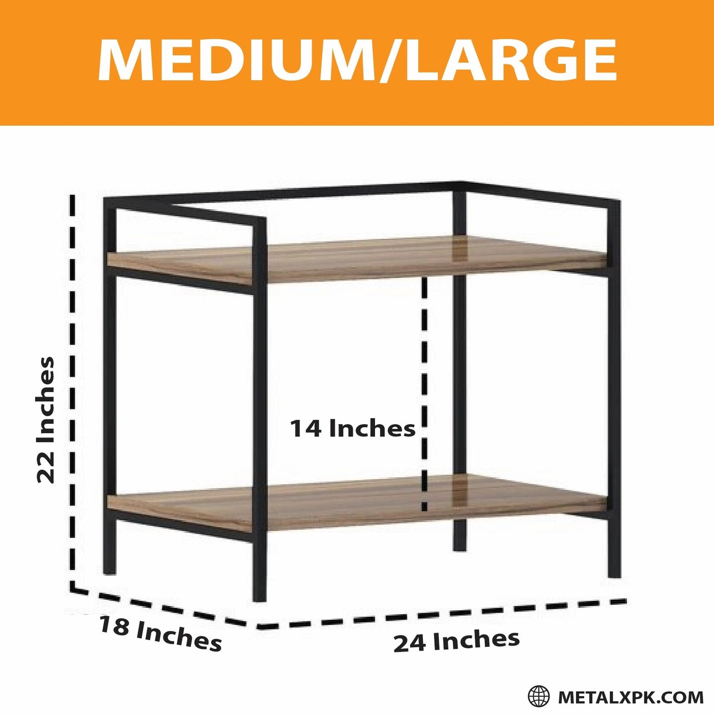 MetalX microwave stand in black finish for large size microwaves on a white background