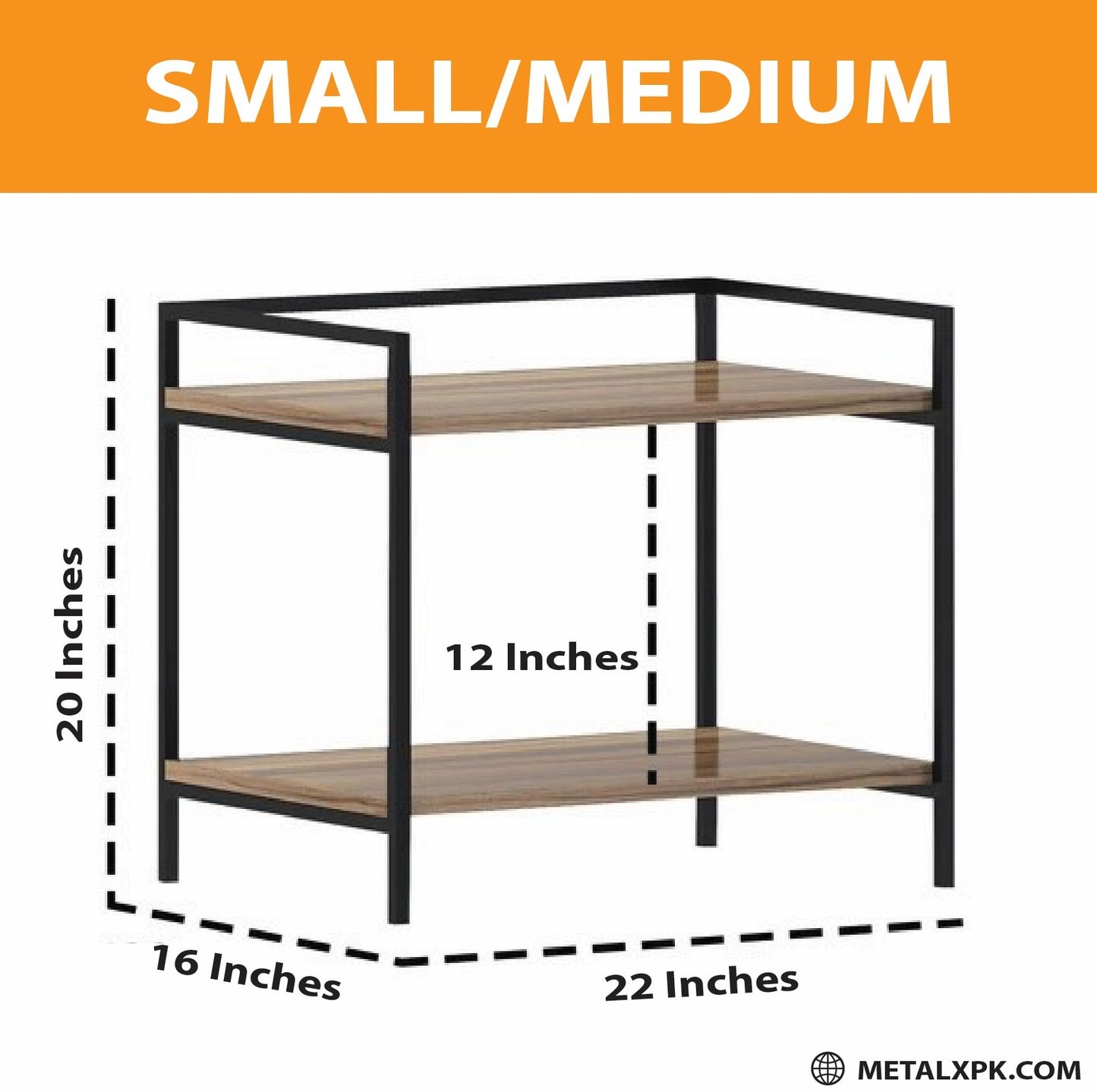 MetalX microwave stand in black finish for small to medium size microwaves on a white background
