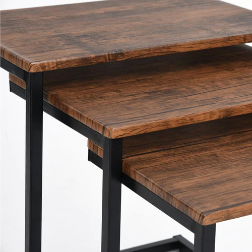Top-down view of stacked nesting coffee tables showing surface finish and circular layout – MetalX
