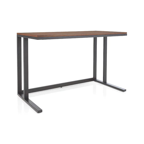 Pilsen office desk with walnut top and black frame styled in a workspace setup – MetalX