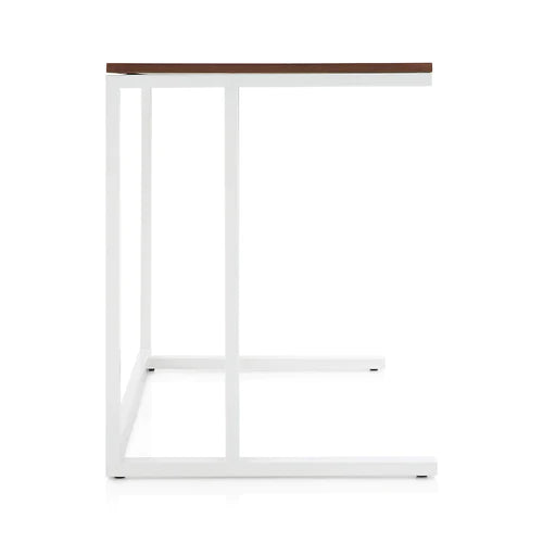 Modern white office table with white metal legs on clean white background – MetalX