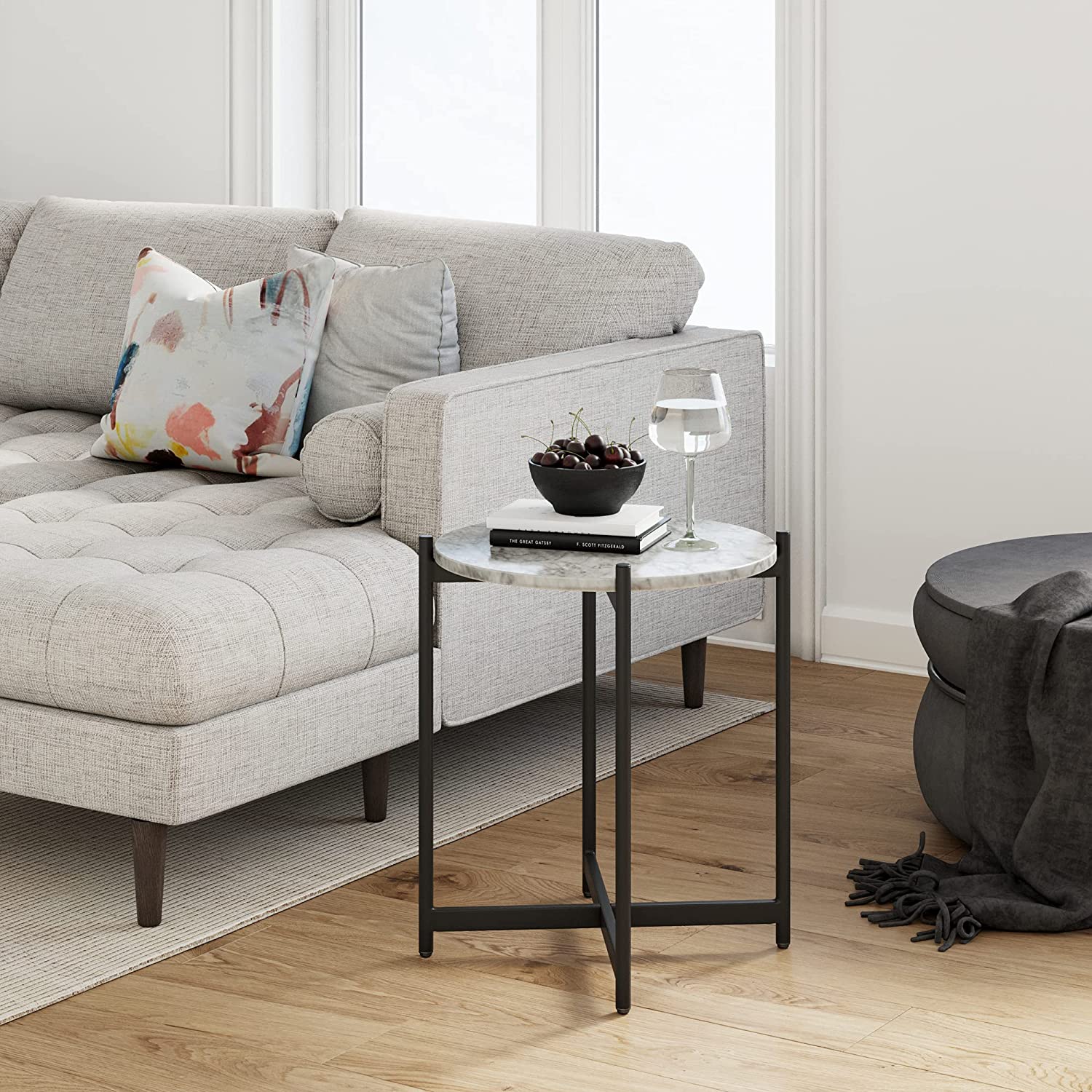 Front view of MetalX Roland round table in real environment