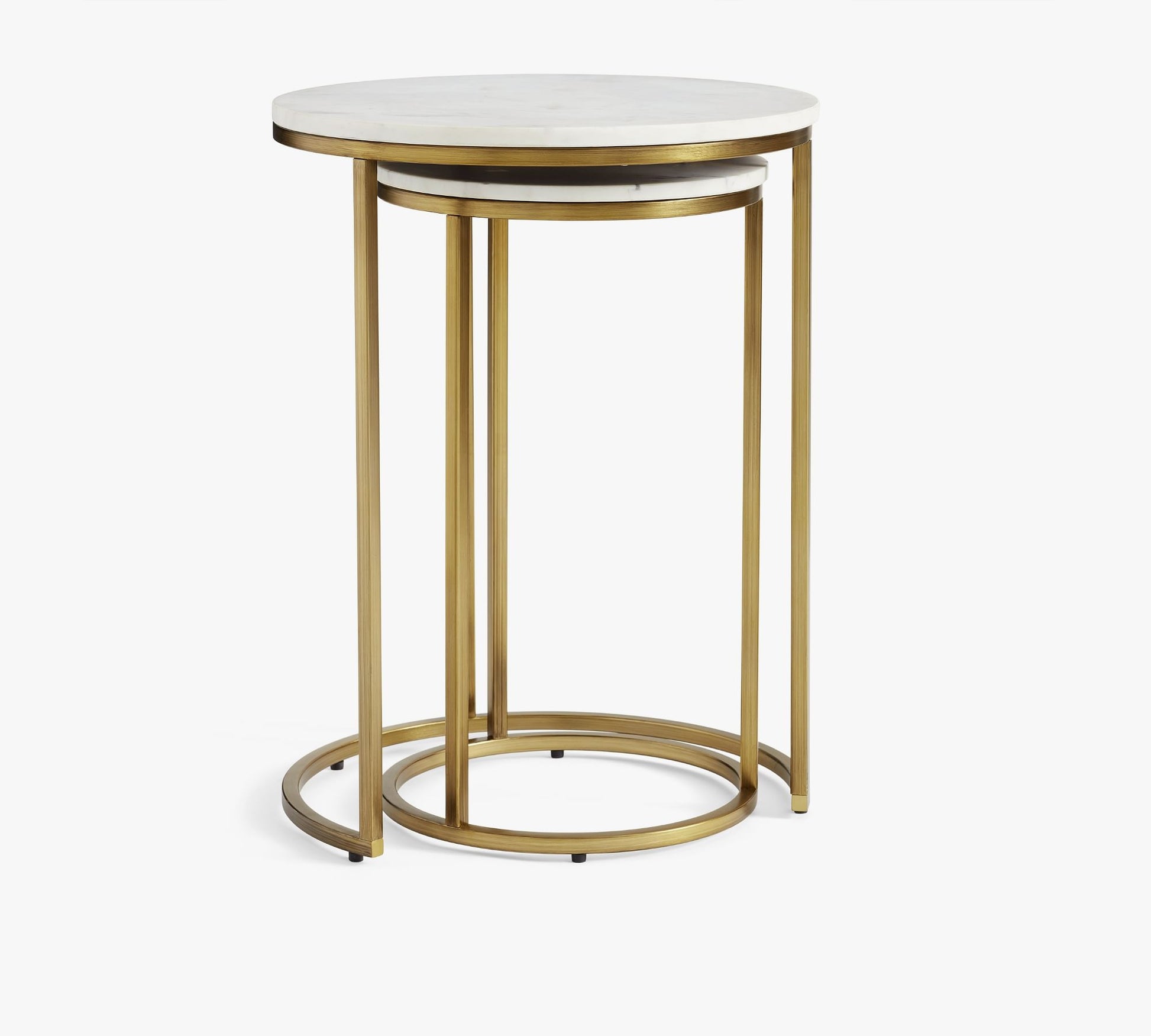 MetalX round nesting tables in gold frame – white background display