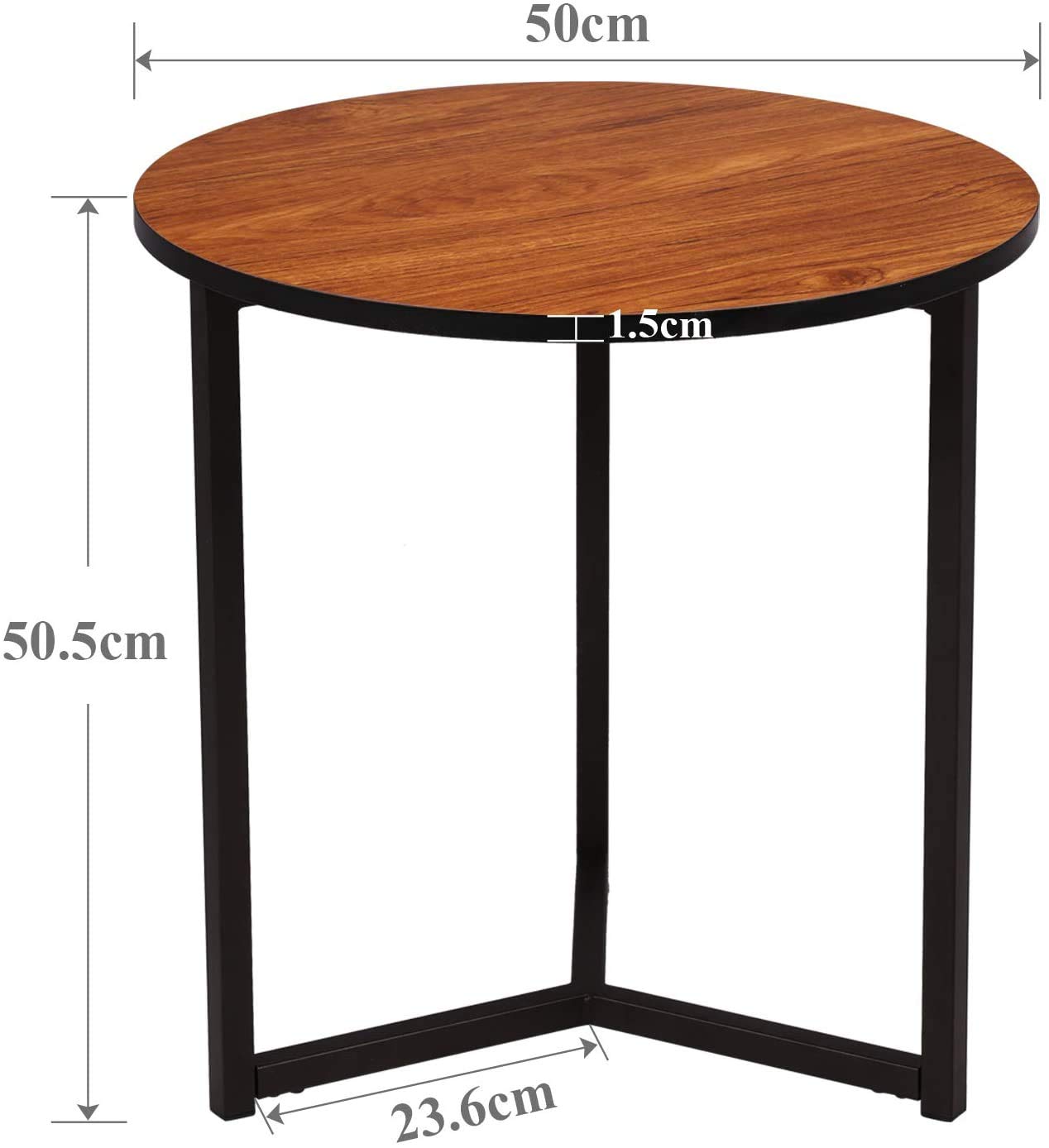 MetalX round side table – size dimensions on white background