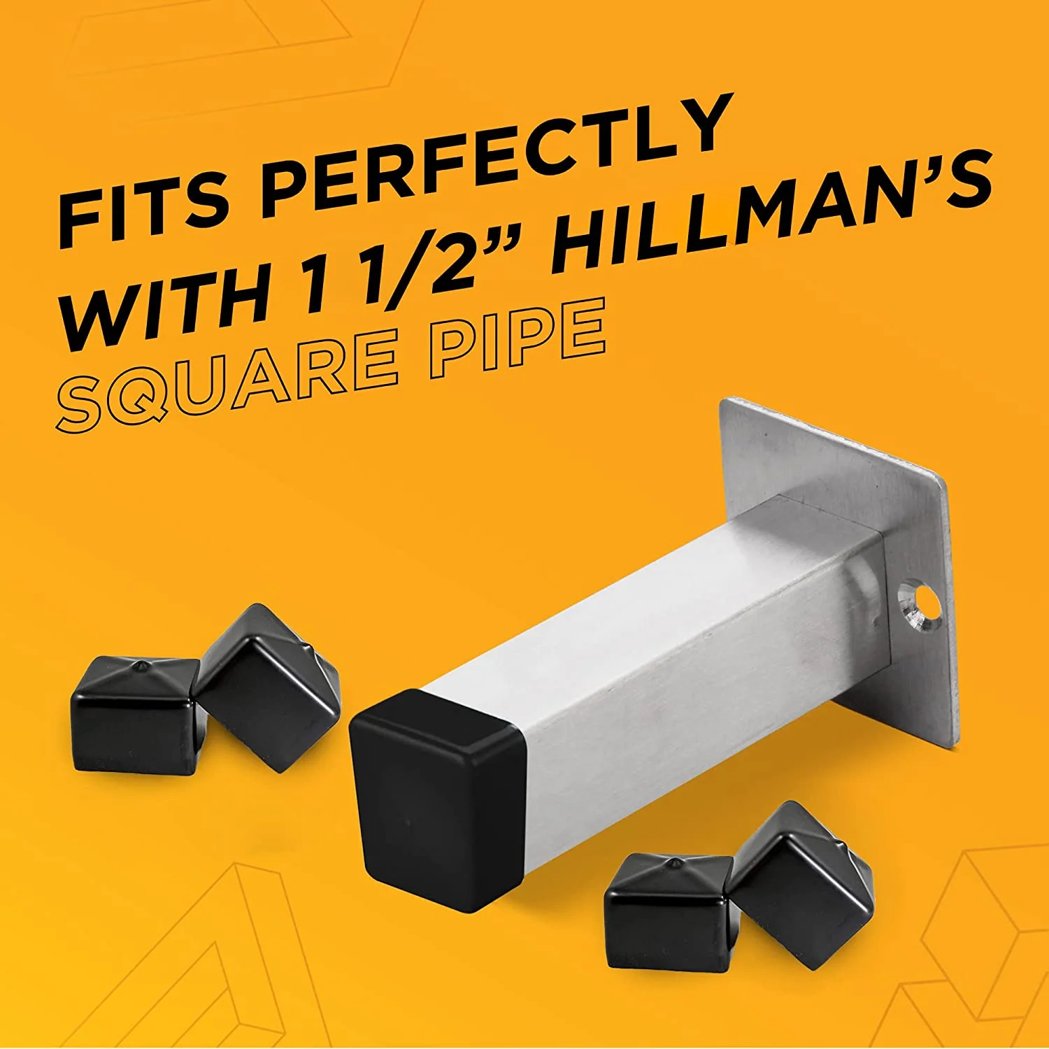 Weatherproof 1.5 inch square vinyl rubber end cap for outdoor use