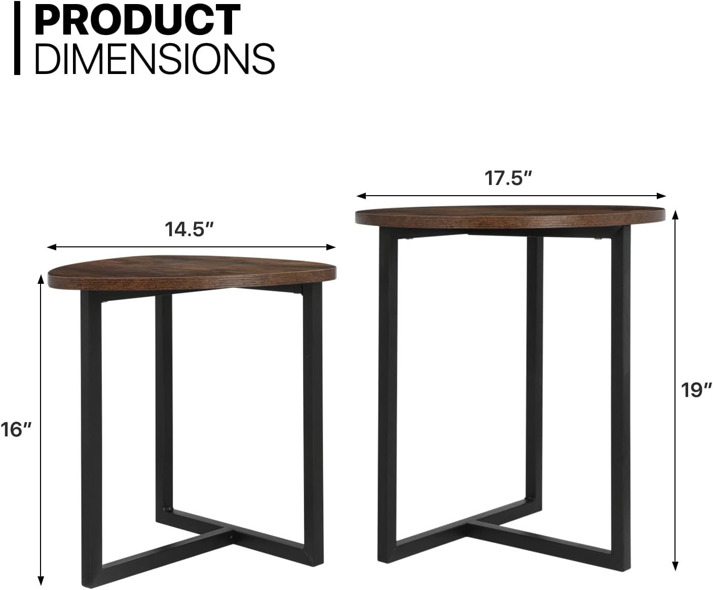 White background image showing size dimensions of minimalist coffee table