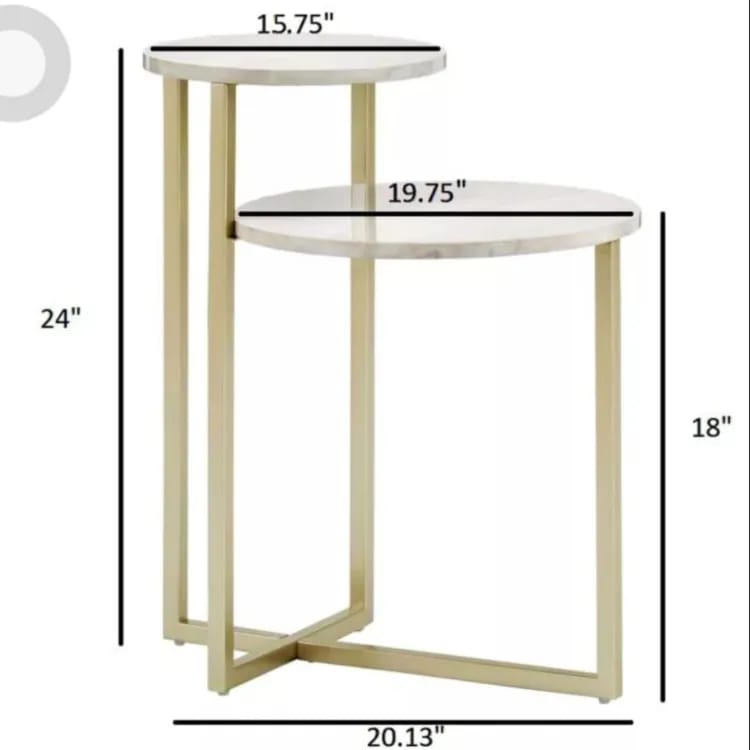 Premium coffee table with marble top, white background image showing dimensions