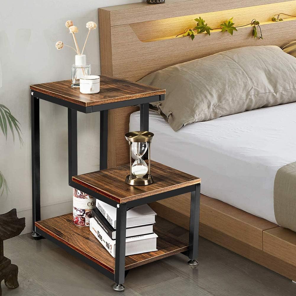 Retro night stand in real world room setting with mid-century decor
