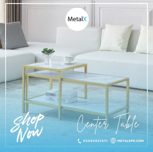 Space-saving nesting coffee tables in a compact lounge setup, ideal for hosting and small Pakistani apartments