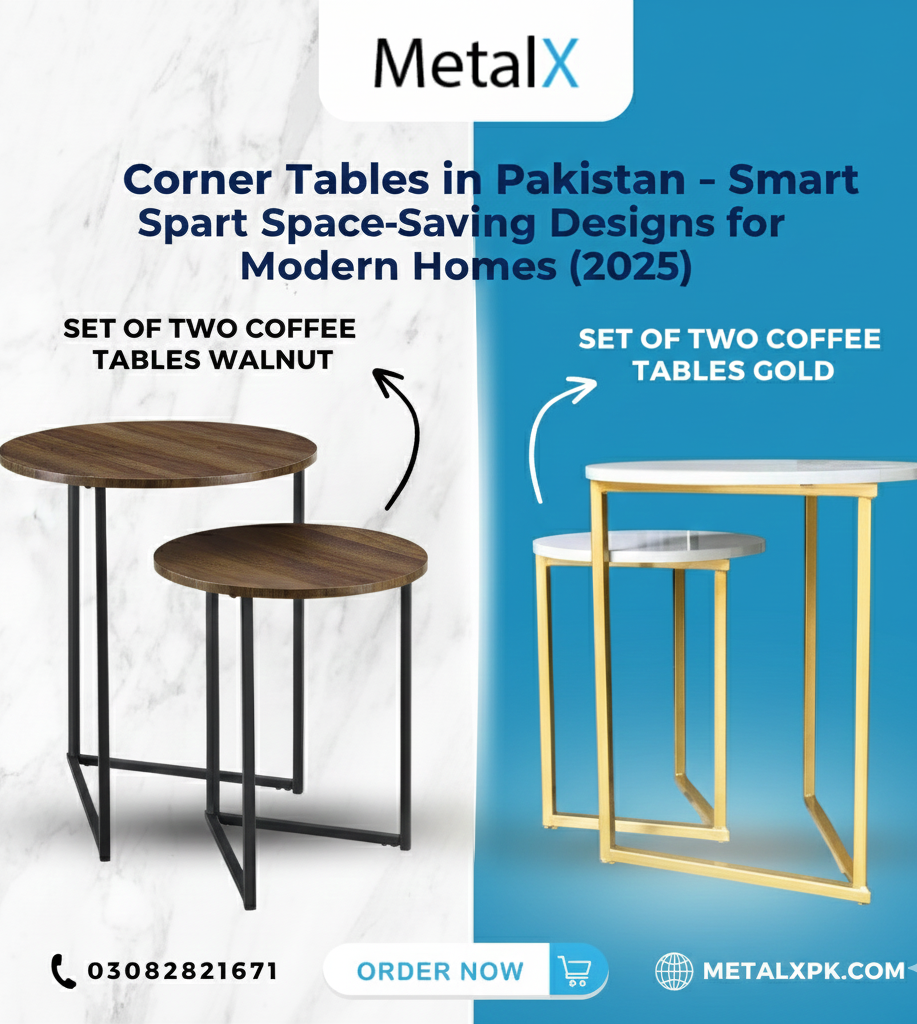 MetalX nesting tables styled in a living room corner
