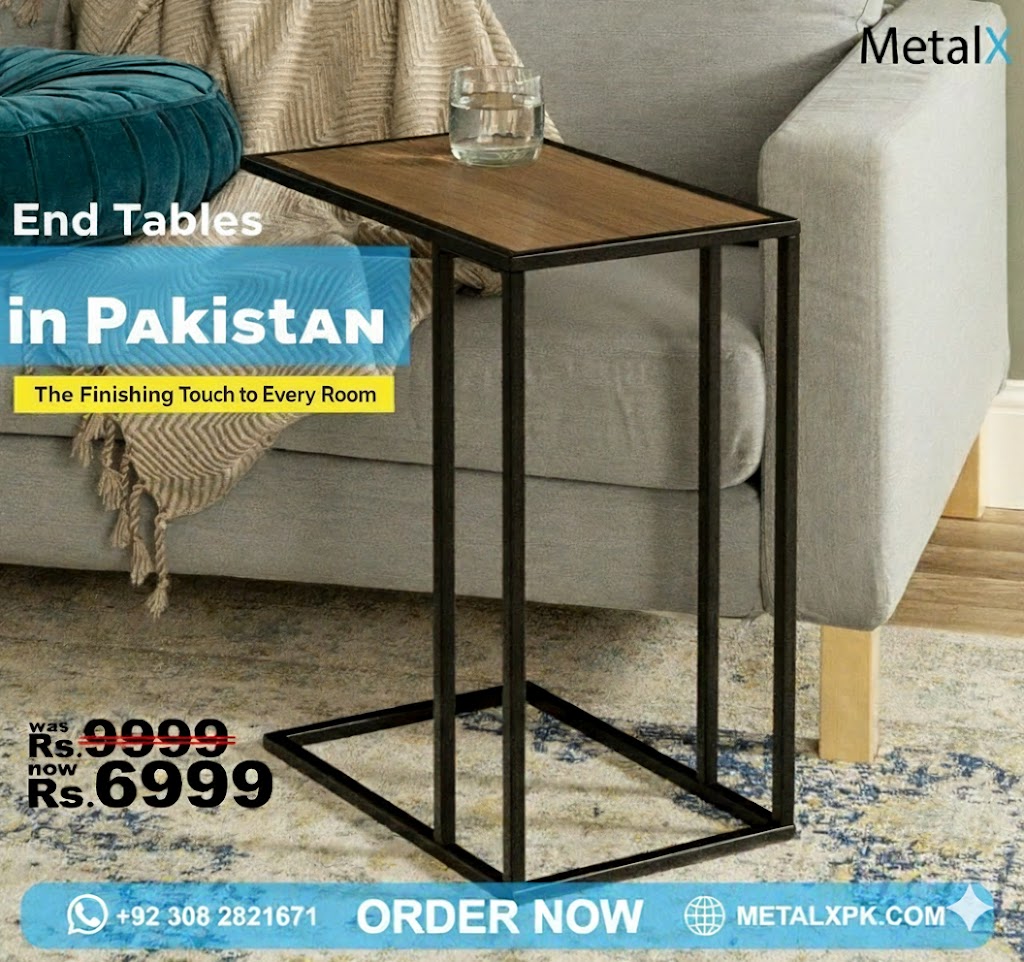 modern end table beside sofa – MetalX furniture Pakistan