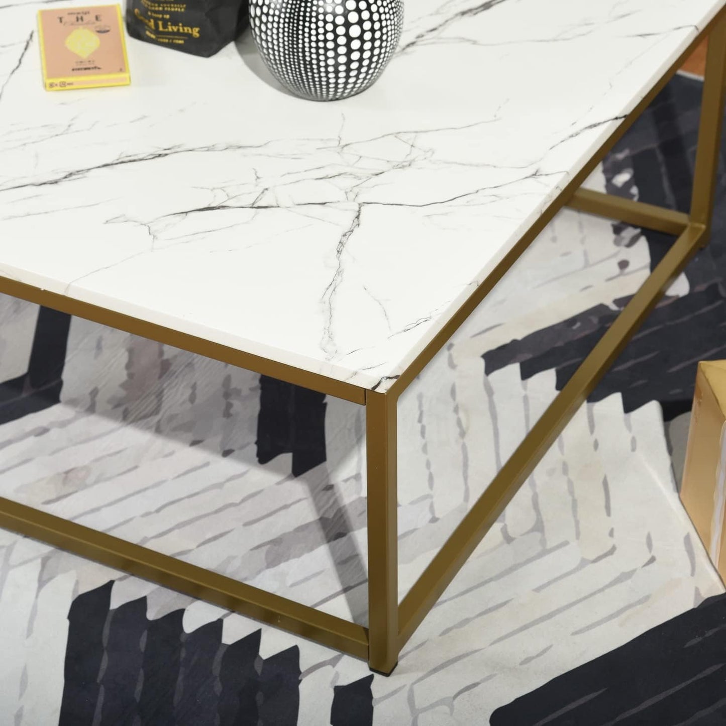 Square Marble Gold Coffee Table