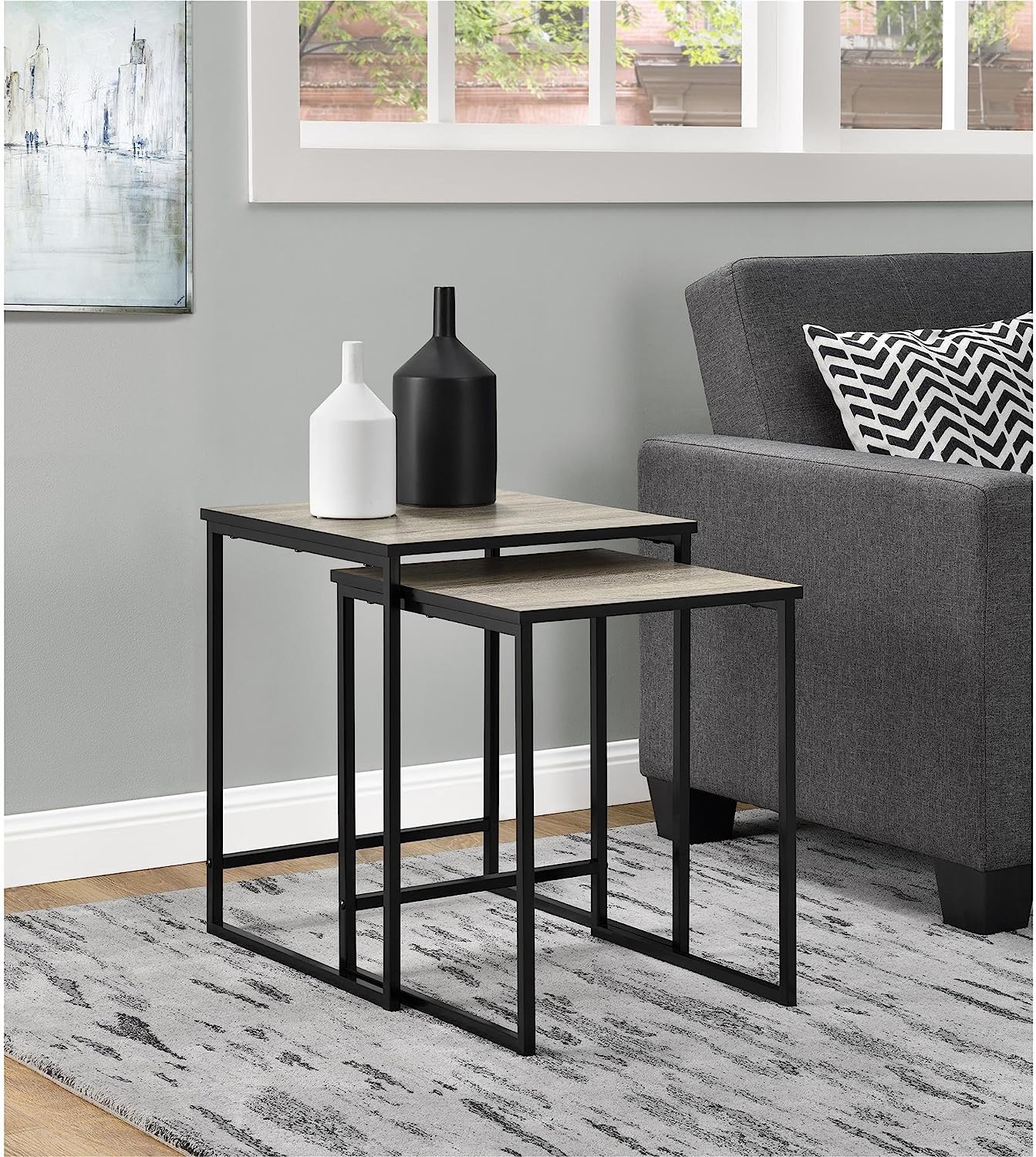 Home Stewart Nesting Tables, Weathered Oak