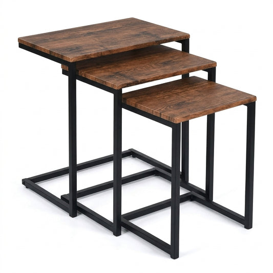 3-piece stacking nesting coffee tables with white background – MetalX