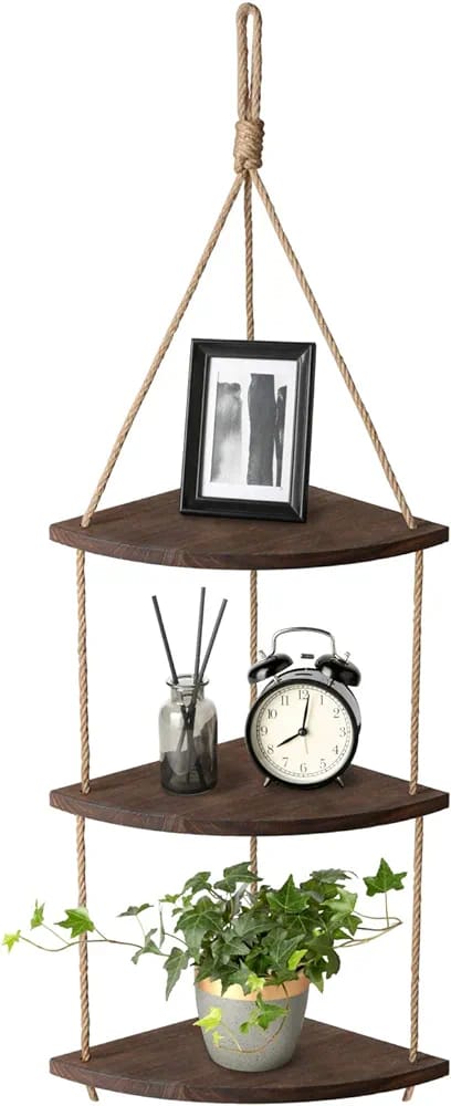 Wall Mounted Hanging Storage Organizer Rack in Walnut