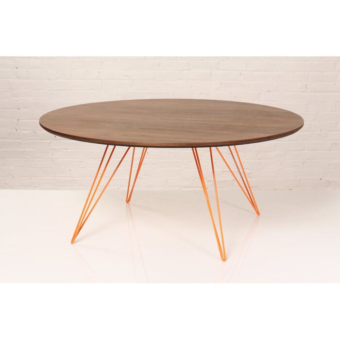 Hairpin Coffee Table Round for Living Room in Walnut