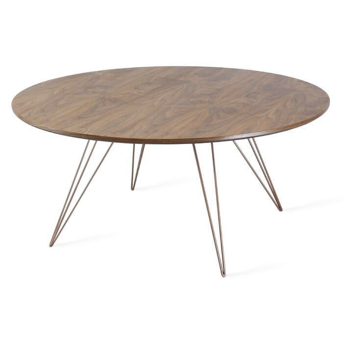 Hairpin Coffee Table Round for Living Room in Walnut