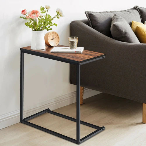 Industrial C Shaped End Table