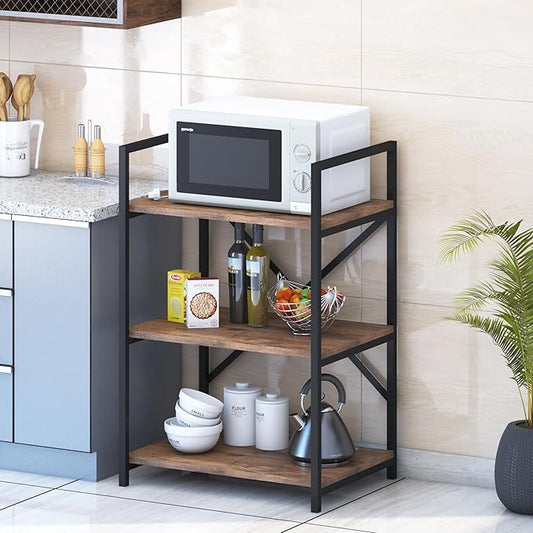 3 tier microwave stand with spacious 24 inch shelves and 13 inch gap fitting large microwave oven