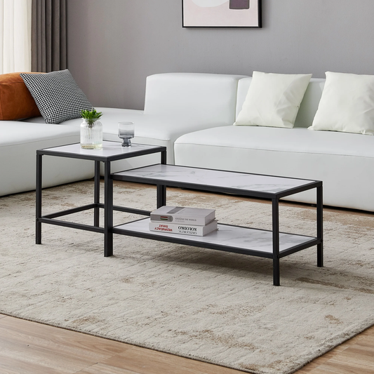 MetalX nesting center table set, opened to display layout versatility in real use
