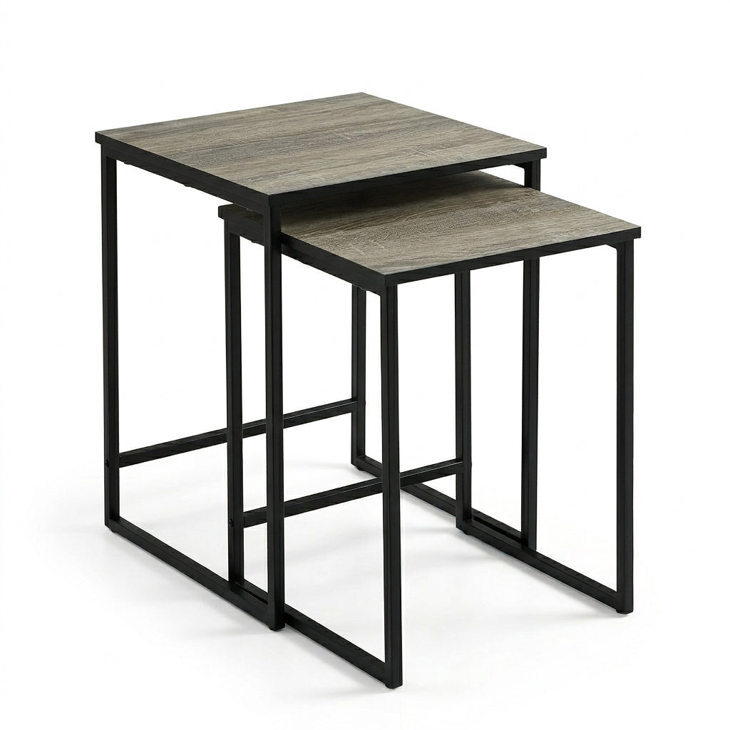 MetalX Home Stewart nesting tables in weathered oak – white background