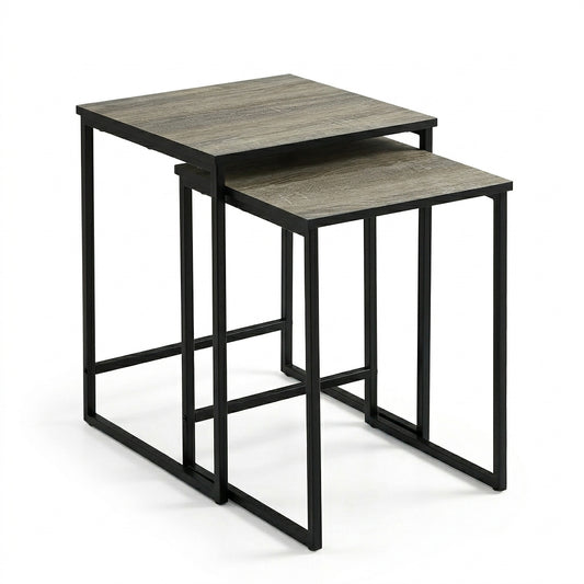 MetalX Home Stewart nesting tables in weathered oak – white background